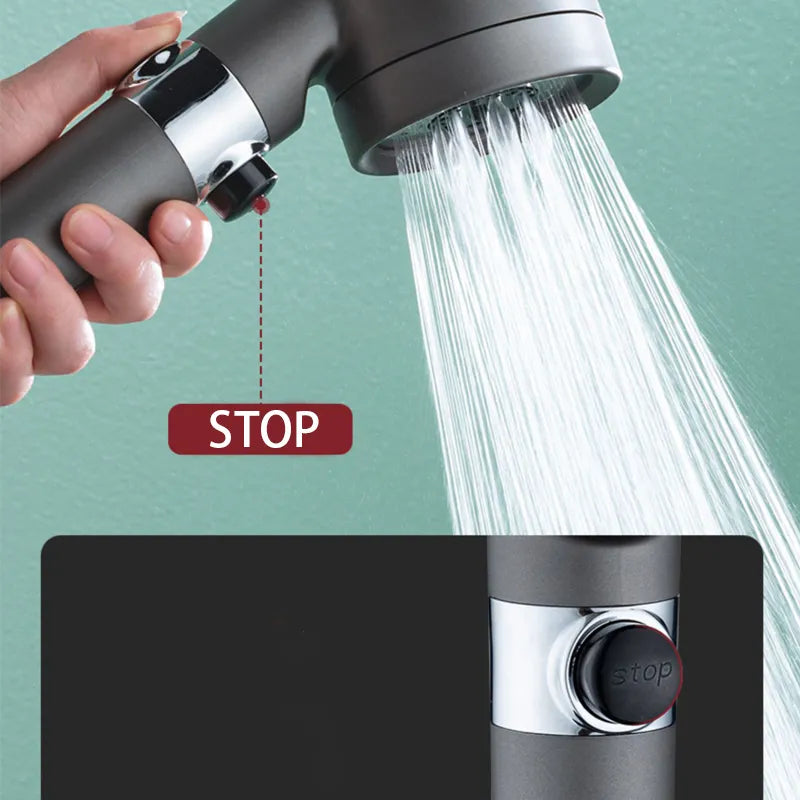 3-Mode High-Pressure Showerhead with Filter