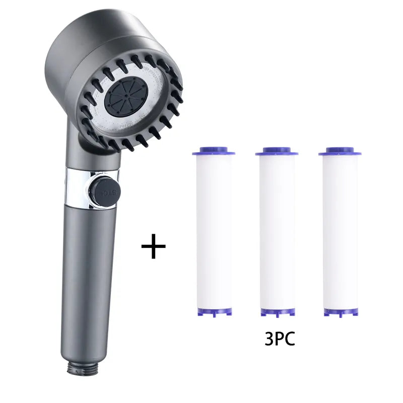 3-Mode High-Pressure Showerhead with Filter